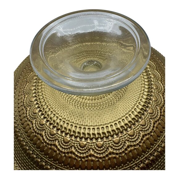 Turkish Mandala Glass Stand With  Red, Gold & Blue Pattern 12" Diameter Elevated - Picture 7 of 9